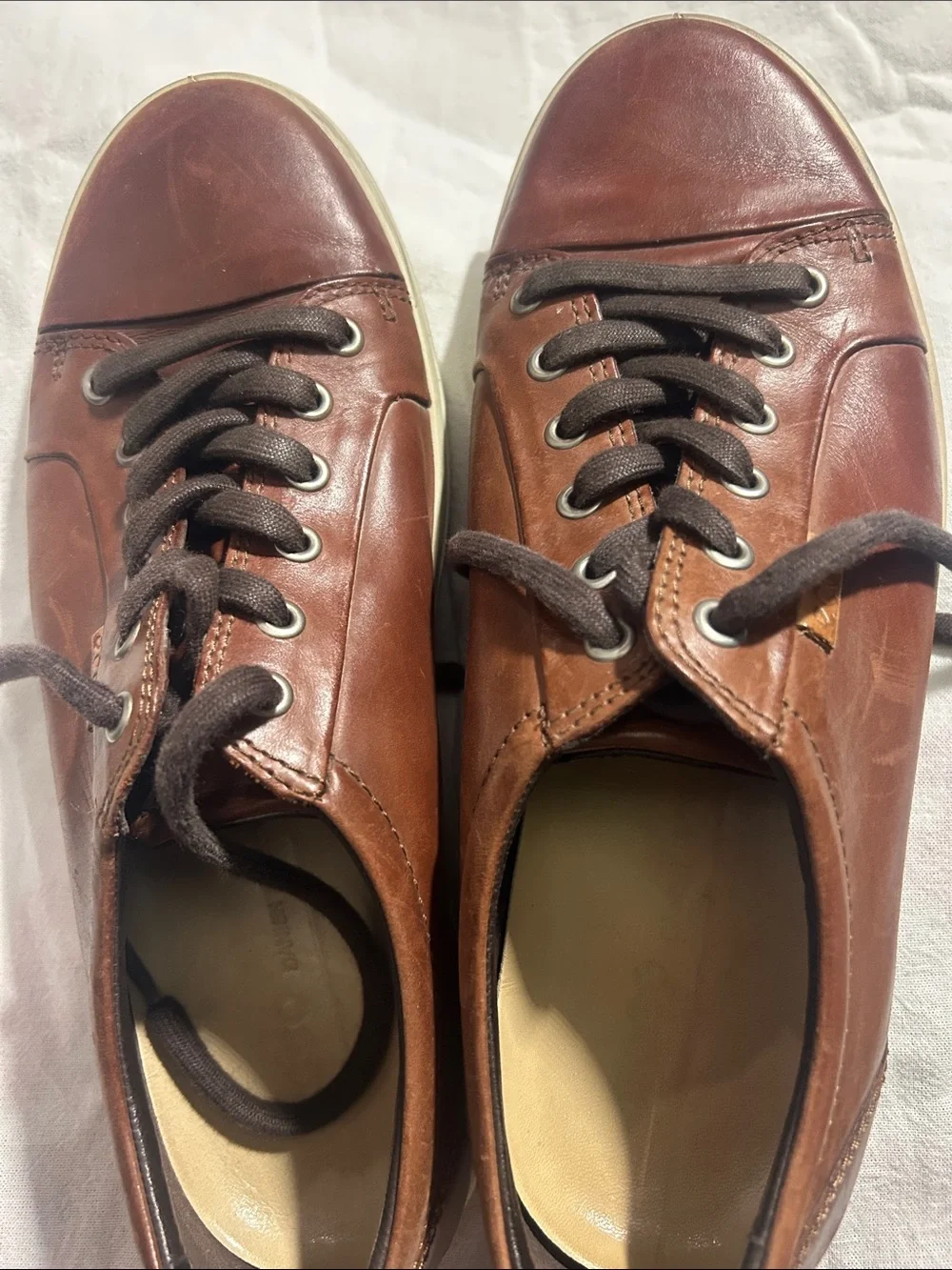 Ecco Men's Brown Leather Lace-Up Sneakers